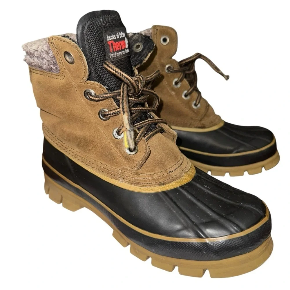 Thermo Duck Boots Size 7 Men’s Brown Suede Rubber Waterproof Snow Winter Boots